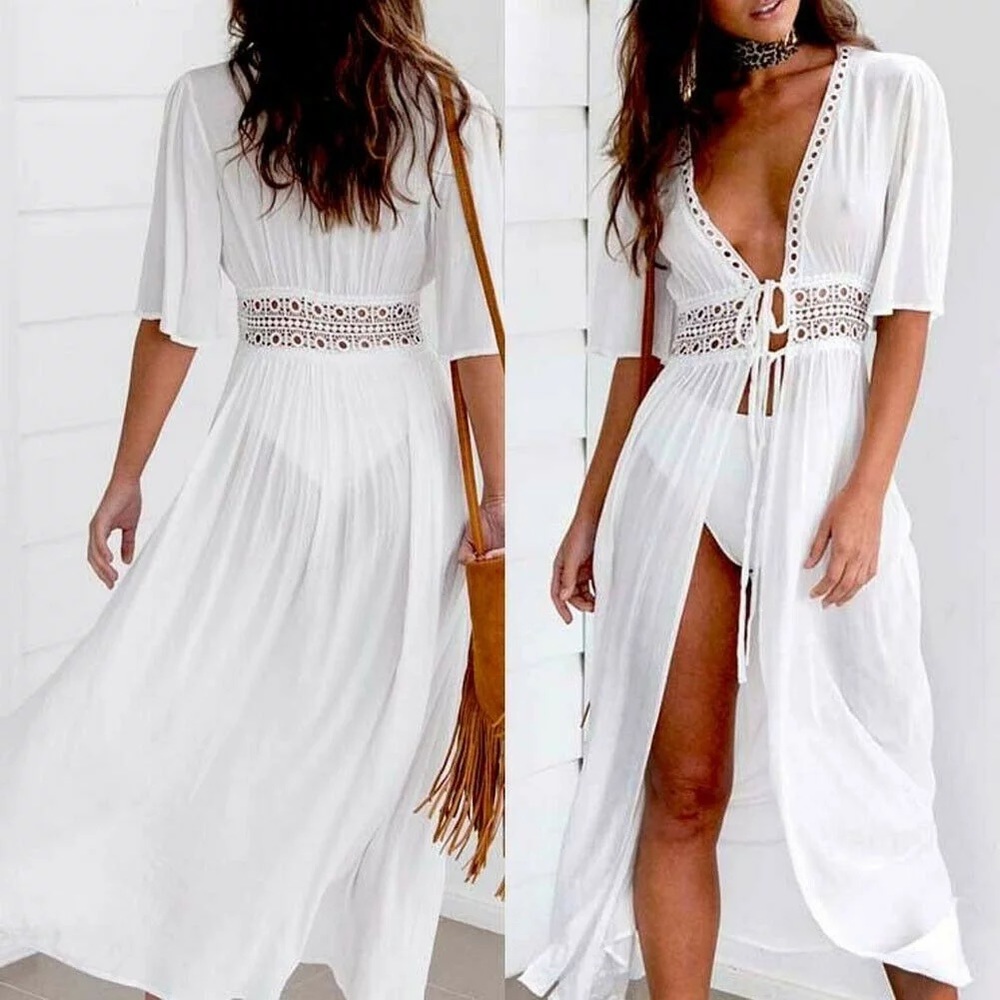 Women's Chiffon Kimono—Long Maxi Beach Dress Bikini Cover Up